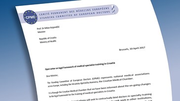 Krovno strukovno udruženje europskih liječnika u otvorenom pismu ministru Kujundžiću osudilo robovlasničke ugovore o specijalističkom usavršavanju